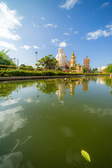 Beautiful day in Vinh Trang Pagoda in My Tho city, the Mekong Delta, Vietnam.