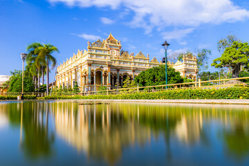 Beautiful day in Vinh Trang Pagoda in My Tho city, the Mekong Delta, Vietnam.