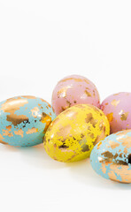 Decorative Easter Eggs against a white background. Easter eggs are traditionally given at Easter. 