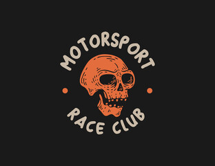 Retro skull motor club logo template