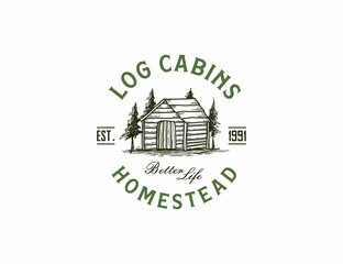 Log cabin homestead logo