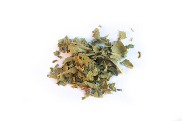 Organic Dried Comfrey Leaves Isolated on White Top Down