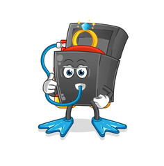 ring box diver cartoon. cartoon mascot vector
