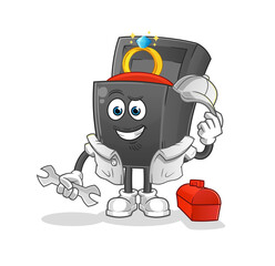 ring box mechanic cartoon. cartoon mascot vector