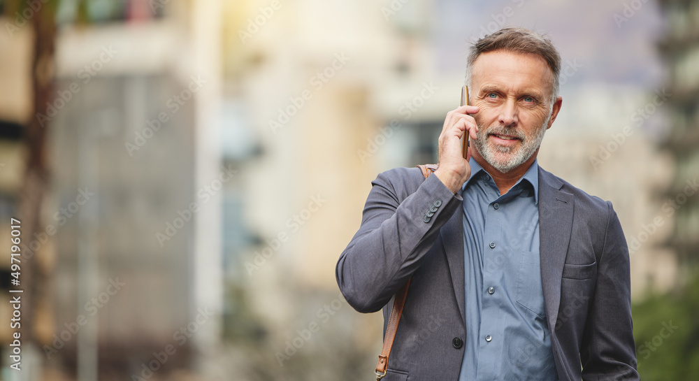 Sticker There is no way that will work. Shot of a mature businessman using his smartphone to make a phone call.