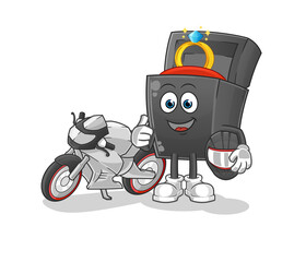 ring box racer character. cartoon mascot vector