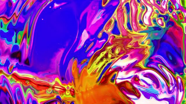 Colorful Vibrant Abstract Refeacting Fluid Texture Loop