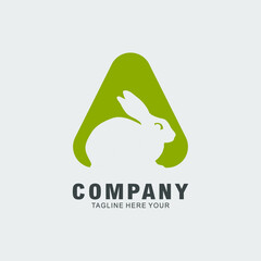 Rabbit combination logo with letter A. Rabbit logo icon vector format