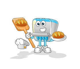 canned fish baker with bread. cartoon mascot vector