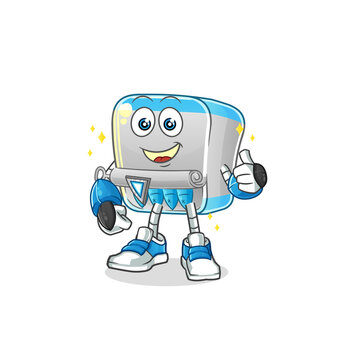 canned fish robot character. cartoon mascot vector
