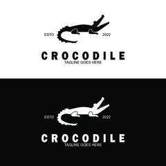 Crocodile logo, crocodile reptile icon, vicious crocodile predator vector