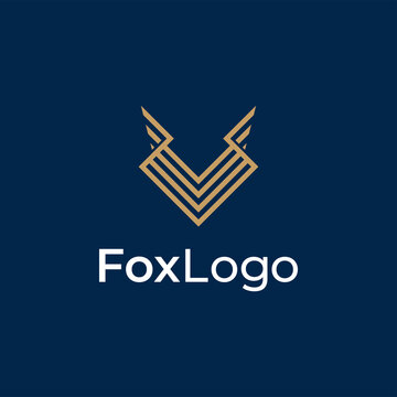 fox head simple outline line logo