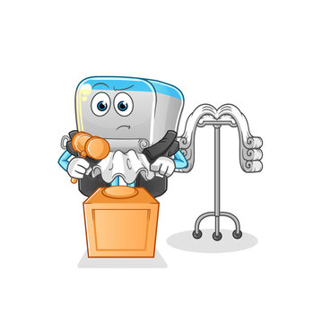 Canned Fish Judge Holds Gavel. Character Vector