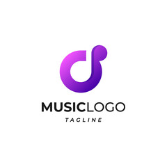 music gradient colorful logo design template. Musical icon.