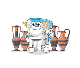 canned fish with greek clothing. cartoon mascot vector