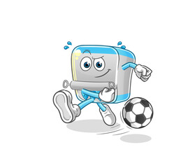 canned fish kicking the ball cartoon. cartoon mascot vector