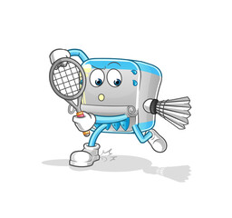canned fish playing badminton illustration. character vector