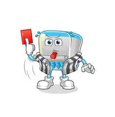 canned fish referee with red card illustration. character vector