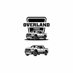 american pick up truck illustration logo vector