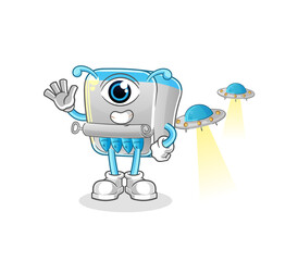 canned fish alien cartoon mascot vector