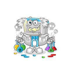 canned fish mad scientist illustration. character vector