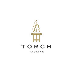 Torch line logo icon design template flat vector