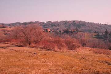 Beautiful panorama of rolling hills in autumn