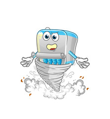 canned fish in the tornado cartoon character vector