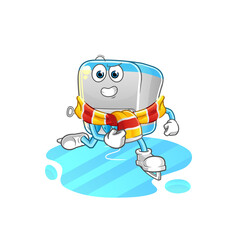 canned fish ice skiing cartoon. character mascot vector