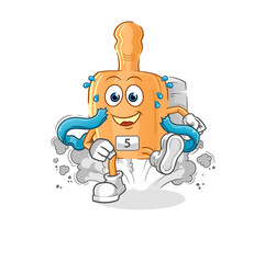 wooden brush runner character. cartoon mascot vector