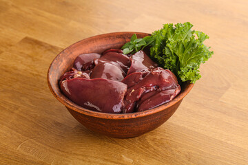 Raw chicken liver in the bowl