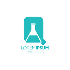 Letter Q Bottle Lab Science Logo Design Vector Icon Graphic Emblem Illustration 