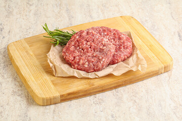 Raw beef burger cutlet for grill