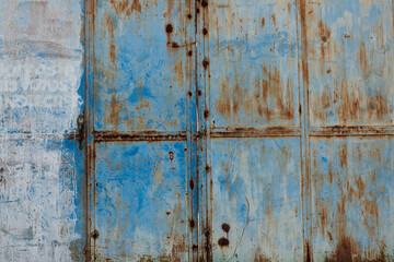blue iron sheet worn by rust.Aged texture
