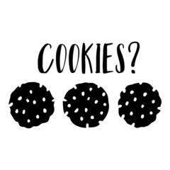 Chocolate chip cookies stamp, linocut stencil template