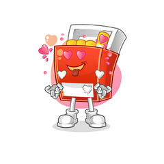 pack of cigarette fallin love vector. cartoon character