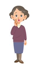 呼びかける年配の女性の全身
