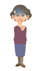 青ざめる年配の女性の全身
