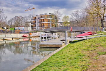 Boot einsetzen, Bootsanleger, Wasser Wandern, Stadthafen Leipzig, Sachsen, Wasserwanderstation