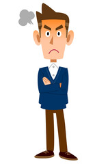 怒る男性の全身
