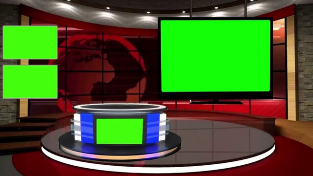 Virtual News Studio Set Green Screen Background
