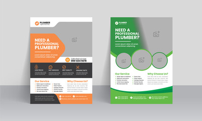 Plumbing Service Flyer Template. Professional plumbing service flyer poster leaflet template