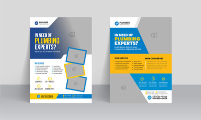 Plumbing Service Flyer Template. Professional plumbing service flyer poster leaflet template