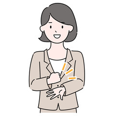 悩み解決、拳を打つ女性コンサルタントあるいはビジネスウーマンのイラスト素材