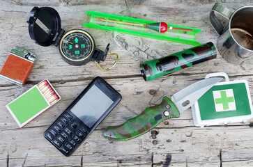 A set of items for survival in nature and in case of danger.
