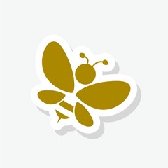 Bee sticker icon isolated on white background