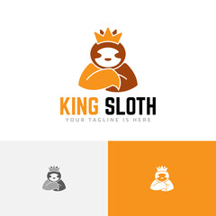 Prince King Sloth Golden Yellow Crown Mascot Logo