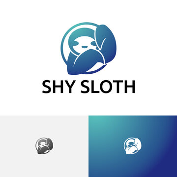 Cute Shy Lazy Sloth Jungle Nature Circle Logo