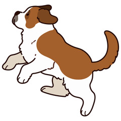 Simple and adorable outlined Saint Bernard Dog illustration Jumping