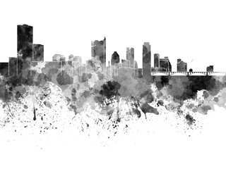 Austin skyline in black watercolor